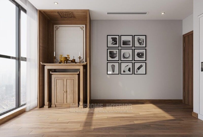 Mẫu tủ thờ hiện đại được thiết kế để phù hợp với nhà chung cư.